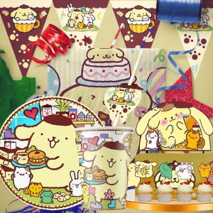 CartoonMINISO Pom Pom Purin fournitures de f&ecirc;te &agrave; th&egrave;me vaisselle tasse assiette Topper enfant b&eacute;b&eacute;