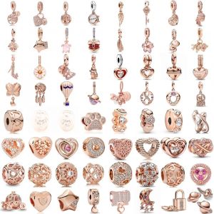 Pendentif en or rose luciole et &eacute;toile lune ange perle 925, adapt&eacute; aux cadeaux de bijoux de