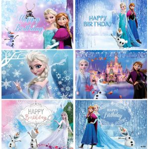 Toile de fond princesse Disney la reine des neiges, Elsa, Anna, fête d'anniversaire pour enfants