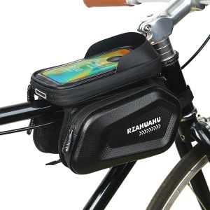 Étui rigide étanche de grande capacité pour téléphone de vélo, sacoche frontale pour tube supérieur