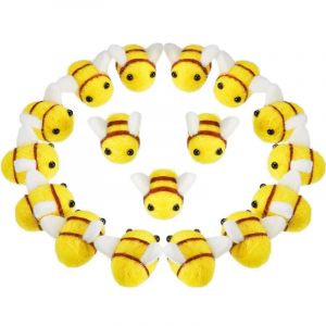 Boule de cheveux en forme de pompon d'abeille jaune, 5 &agrave; 50 pi&egrave;ces, 20x25mm, en Polyester, pour