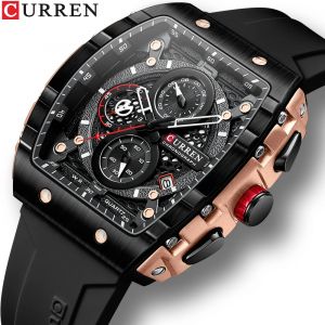 Istro REN-Montre-bracelet carrée à quartz étanche pour homme, chronographe Shoous, horloge de date,