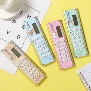 Mini règle de dessin animé Kawaii, calculatrice multifonction de 15cm avec calculatrice, papeterie