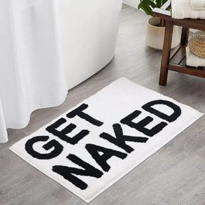 Inyahome-Tapis de bain en polym&egrave;re gris et blanc, mignon, touffet&eacute;, pour baignoire, douche, d&eacute;cor