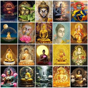 RUOPOTY peinture par numéros sur toile avec cadre bouddha ensemble de bricolage Kit de peinture mur