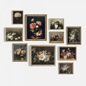 Toile de peinture &agrave; l'huile de nature morte, imprim&eacute;s de fleurs jaunes, blanches, Roses et feuilles