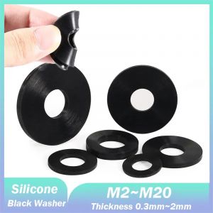 Joint torique en Silicone noir, rondelle M2 M2.5 M2.7 M3 M4 M5 M6 M8 M10 M12 M16 M20, rondelle plate