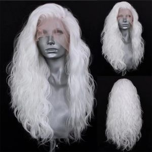 AIMEYA 13*4 perruques avant en dentelle synthétique pour femmes blanc Blonde perruque en dentelle