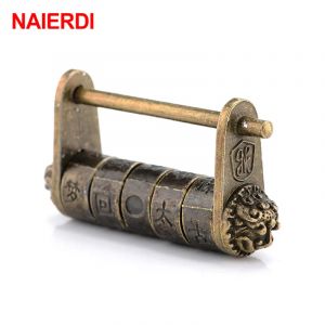 NAIERDI 50*28mm en alliage de Zinc chinois Vintage Antique Bronze cadenas à clé rétro combinaison