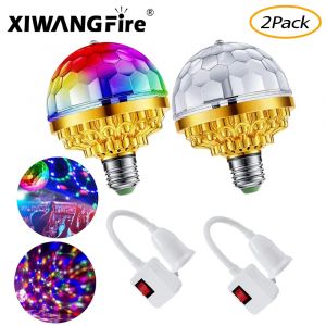 Boule magique rotative colorée, ampoule Disco colorée avec douilles, lumière de scène LED RGB pour