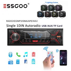 ESSGOO Autoradio St&eacute;r&eacute;o 1Din avec Kit Mains Libres, Bluetooth et T&eacute;l&eacute;commande. Lecteur MP3, FM et