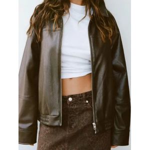Blouson printemps-automne en cuir PU femme, court, haut de gamme, style américain, pour moto, 2024