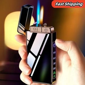 Nouveau Triple flamme électrique impulsion Plasma double Arc USB briquet métal gaz et électrique