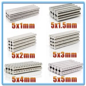 100 ~ 500 pièces N35 aimant rond 5x1 5x1.5 5x2 5x3 5x4 5x5 aimant néodyme Permanent NdFeB aimants