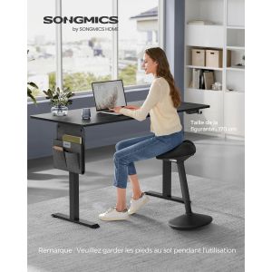 SONGMICS Tabouret Dynamique, Tabouret Assis-Debout, Siège Bascule à 360°, Hauteur Réglable 58-83 cm,