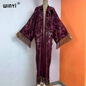 WINYI-Cardigan kimono sexy, robe de plage maxi, robe de soirée, kaftan éducatif, cover-up pour les