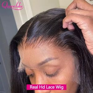 Queenlike réel Hd dentelle frontale perruques 13x4 droite perruques de cheveux humains pour les