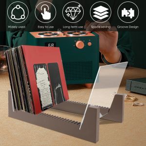 Support de rangement pour disques vinyles et CD, présentoir d'album de magazines en bois, support de