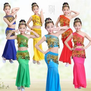 Vêtements de pratique de spectacle égyptien pour enfants, Costume de danse du ventre à paillettes
