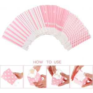 Nouveau 6/12/18 pi&egrave;ces rose point vague ray&eacute; papier pop-corn bo&icirc;te Pop ma&iuml;s bonbons Sanck faveur sac