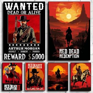 Affiche de jeu Red Dead Redemption 2, art HD, mur collant, étanche, décoration de maison, salon, bar