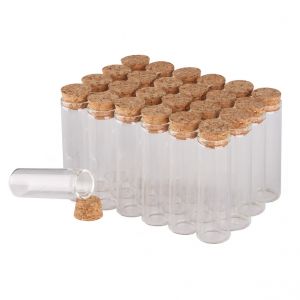 24 pièces/lot 5ml 7ml 10ml 14ml 18ml 20ml 25ml 30ml Tube à essai en verre avec bouchon en liège