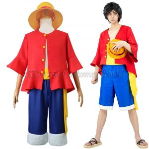 Costumes de Cosplay Anime Luffy, singe D, chapeaux d'halloween pour femmes, hommes et enfants, haut