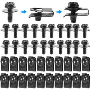 Boulons et Clips d'écrou en U pour carrosserie de voiture, couvercle de moteur M6, sous plateau,