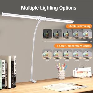 Lampe de bureau LED &agrave; Double t&ecirc;te avec t&eacute;l&eacute;commande, lampe de Table d'architecte pour &eacute;clairage de