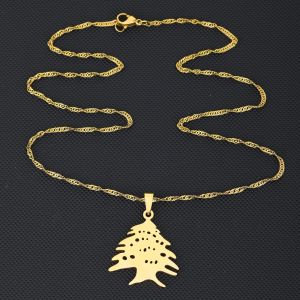 Collier avec emblème National de la république du liban pour femmes, pendentif en cèdre, haute