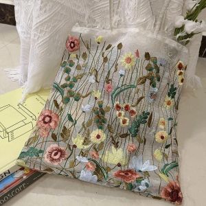 Sac &agrave; bandouli&egrave;re en dentelle brod&eacute;e de fleurs pour femmes, sac de Shopping en maille fait &agrave; la