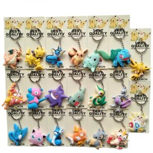 Porte-clés en alliage de silicone Pokemon Anime Marowak, Abra, Gengar, Ponyta, Porygon, accessoires