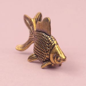 Figurine de poisson rouge d'Auckland en laiton rétro, statue d'animal porte-bonheur, décoration
