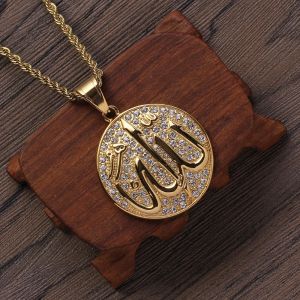 Collier pendentif musulman Allah Projecan pour hommes et femmes, document en or, bijoux religieux,