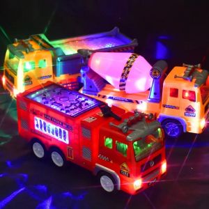 Jouet de camion de pompier électrique pour enfants, avec lumières clignotantes lumineuses, sons de