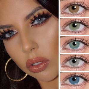 1 paire de lentilles multicolores annuelles pour les yeux lentilles de Contact de couleur bleu vert