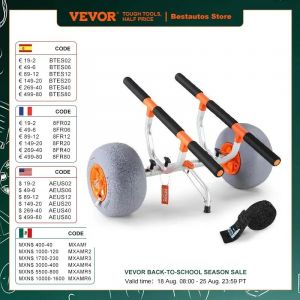 VEVOR Chariot de Kayak 160 kg Chariot de Transport Canoë Pliable avec 2 Roues 30,5 cm Largeur