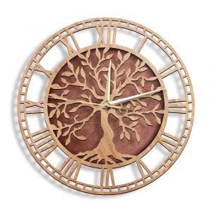 Arbre de vie horloge murale en bois Style ferme arbre g&eacute;n&eacute;alogique Art horloge silencieuse d&eacute;cor &agrave;