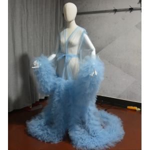 Femmes Robe de chambre Perspective pure longue Robe en Tulle gonflé grossesse Robe de maternité pour