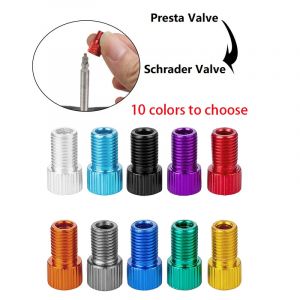 Valve de v&eacute;lo en aluminium 10 couleurs, convertisseur PRESTA vers SCHRADER, adaptateur de Valve de