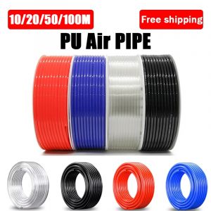 Tuyau d'air pneumatique en polyuréthane, 10M/20M/50M/100M, 4mm 6mm 8mm 10mm 12mm pour compresseur,