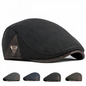 Mode automne béret chapeau hommes rétro gavroche Ivy casquette plate à chevrons bec de canard