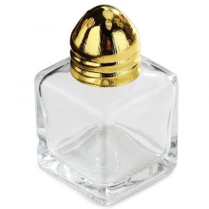Mini sali&egrave;re et poivri&egrave;re Cube en verre avec dessus plaqu&eacute; or, 0,5 onces, lot de 12