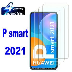 Protecteur d'&eacute;cran pour Huawei P Smart 2021, 2/4 pi&egrave;ces, 9H, verre tremp&eacute; HD