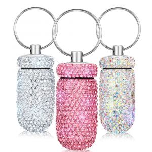 Conteneur de pilules Bling Rhineston, &eacute;tui de bouteille de pilule Portable, bo&icirc;te &agrave; m&eacute;dicaments de