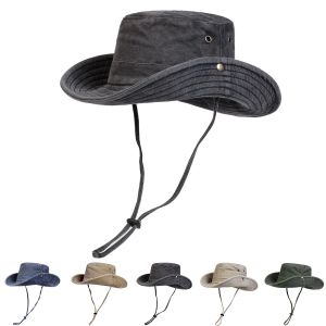 Chapeaux seau lavés pour hommes, casquettes de pêcheur, casquette décontractée d'extérieur, chapeau