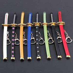 Porte-cl&eacute;s &eacute;p&eacute;e Mini Roronoa Zoro pour hommes, huit couleurs, porte-outil &agrave; boucle, fourreau Katana