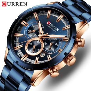 CURREN hommes montre haut de gamme de luxe sport Quartz hommes montres entièrement en acier étanche