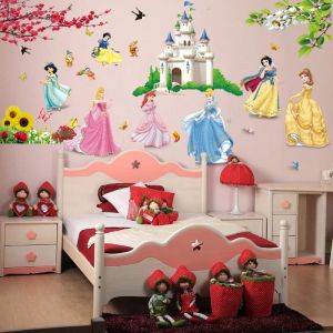 Stickers Muraux pour Chambre d'Enfant, Interrupteur Château Princesse, Recommande de Mesurer, Conte