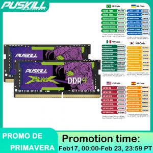 2 pi&egrave;ces PUSKILL m&eacute;moire Ram DDR4 16GB 8GB 4GB 3200MHz 2666MHz 2400MHz 260pin Sodimm ordinateur